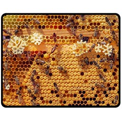 Bees Nature Animals Honeycomb Fleece Blanket (medium)  by Pakrebo