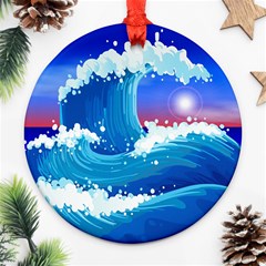 Japanese Wave Japanese Ocean Waves Ornament (round) by Pakrebo