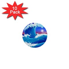 Japanese Wave Japanese Ocean Waves 1  Mini Buttons (10 Pack)  by Pakrebo