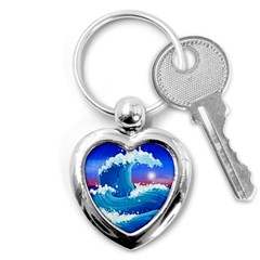 Japanese Wave Japanese Ocean Waves Key Chain (heart) by Pakrebo