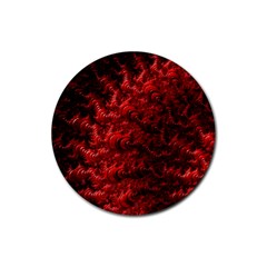 Red Abstract Fractal Background Rubber Round Coaster (4 Pack)  by Pakrebo