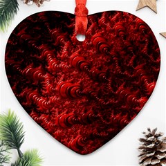 Red Abstract Fractal Background Heart Ornament (two Sides) by Pakrebo