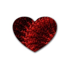 Red Abstract Fractal Background Rubber Coaster (heart)  by Pakrebo