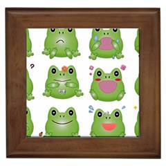 Kawaii Frog Rainy Season Japanese Framed Tiles by Pakrebo