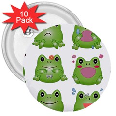 Kawaii Frog Rainy Season Japanese 3  Buttons (10 Pack)  by Pakrebo