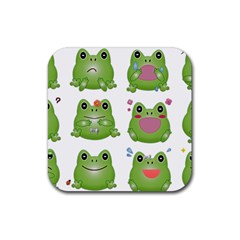 Kawaii Frog Rainy Season Japanese Rubber Coaster (square)  by Pakrebo