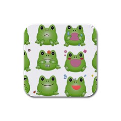 Kawaii Frog Rainy Season Japanese Rubber Square Coaster (4 Pack)  by Pakrebo