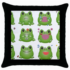 Kawaii Frog Rainy Season Japanese Throw Pillow Case (black) by Pakrebo