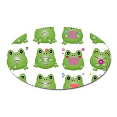 Kawaii Frog Rainy Season Japanese Oval Magnet by Pakrebo