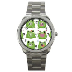 Kawaii Frog Rainy Season Japanese Sport Metal Watch by Pakrebo