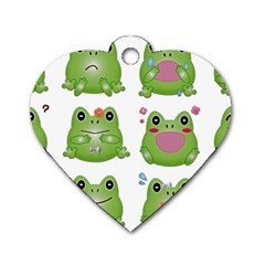 Kawaii Frog Rainy Season Japanese Dog Tag Heart (one Side) by Pakrebo