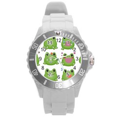 Kawaii Frog Rainy Season Japanese Round Plastic Sport Watch (l) by Pakrebo