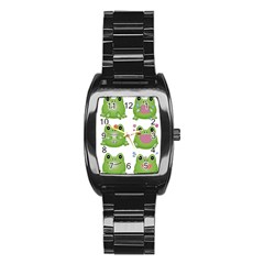 Kawaii Frog Rainy Season Japanese Stainless Steel Barrel Watch by Pakrebo