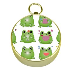 Kawaii Frog Rainy Season Japanese Gold Compasses by Pakrebo