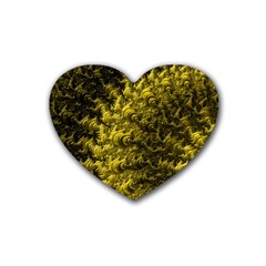 Rich Yellow Digital Abstract Rubber Coaster (heart)  by Pakrebo