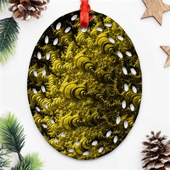 Rich Yellow Digital Abstract Oval Filigree Ornament (two Sides) by Pakrebo