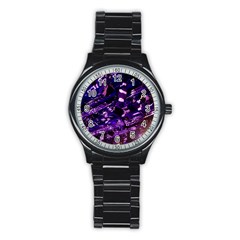 Light Violet Purple Technology Stainless Steel Round Watch by Pakrebo