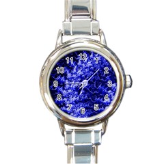 Rich Blue Digital Abstract Round Italian Charm Watch