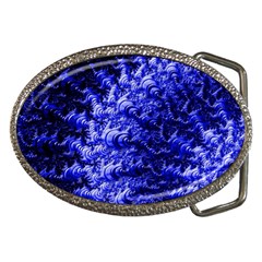 Rich Blue Digital Abstract Belt Buckles