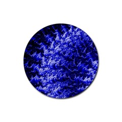 Rich Blue Digital Abstract Rubber Round Coaster (4 Pack)  by Pakrebo