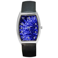 Rich Blue Digital Abstract Barrel Style Metal Watch