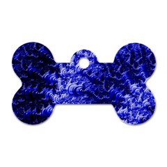 Rich Blue Digital Abstract Dog Tag Bone (One Side)