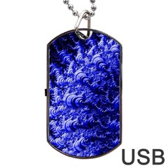 Rich Blue Digital Abstract Dog Tag Usb Flash (two Sides) by Pakrebo