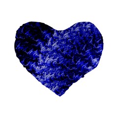 Rich Blue Digital Abstract Standard 16  Premium Heart Shape Cushions by Pakrebo