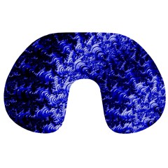 Rich Blue Digital Abstract Travel Neck Pillow