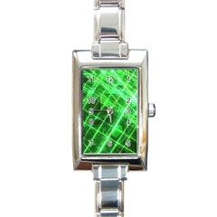 Futuristic Background Laser Green Rectangle Italian Charm Watch