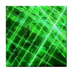 Futuristic Background Laser Green Tile Coasters