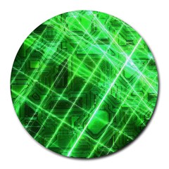 Futuristic Background Laser Green Round Mousepads