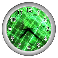 Futuristic Background Laser Green Wall Clock (Silver)