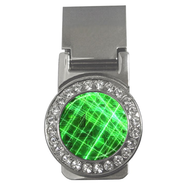 Futuristic Background Laser Green Money Clips (CZ) 