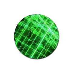 Futuristic Background Laser Green Rubber Round Coaster (4 pack) 