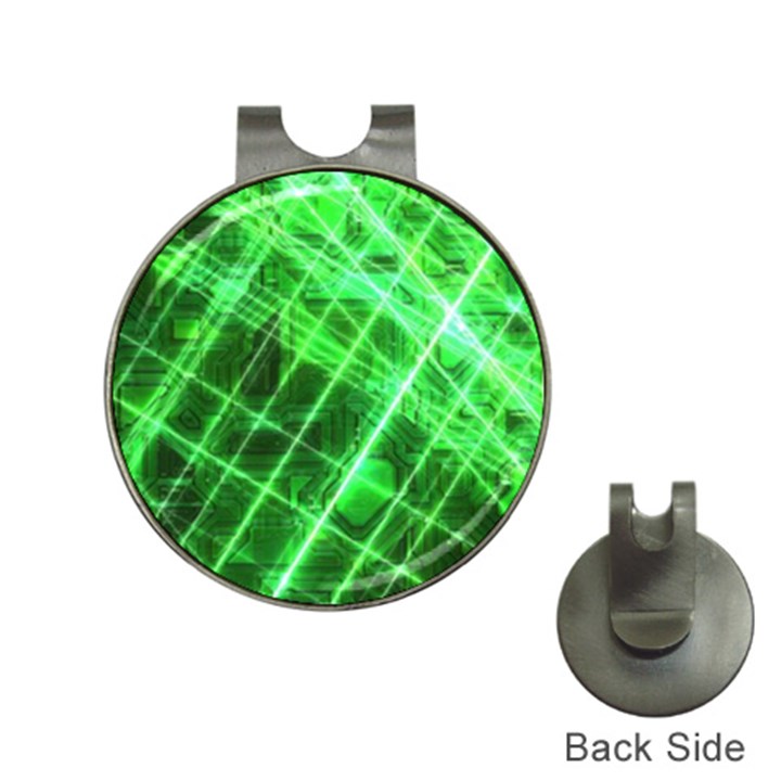 Futuristic Background Laser Green Hat Clips with Golf Markers