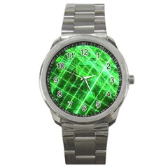 Futuristic Background Laser Green Sport Metal Watch