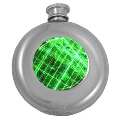 Futuristic Background Laser Green Round Hip Flask (5 oz)