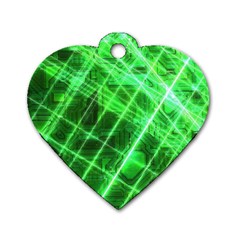 Futuristic Background Laser Green Dog Tag Heart (Two Sides)