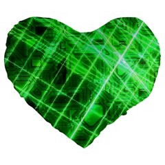 Futuristic Background Laser Green Large 19  Premium Heart Shape Cushions