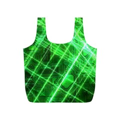 Futuristic Background Laser Green Full Print Recycle Bag (S)