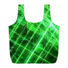 Futuristic Background Laser Green Full Print Recycle Bag (L)