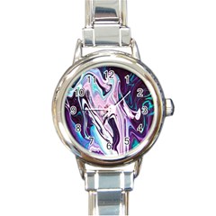 Color Acrylic Paint Art Painting Round Italian Charm Watch by Pakrebo