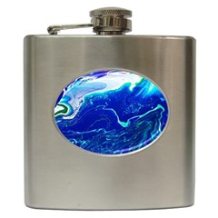 Paint Acrylic Paint Art Painting Blue Hip Flask (6 Oz) by Pakrebo