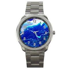 Paint Acrylic Paint Art Painting Blue Sport Metal Watch by Pakrebo