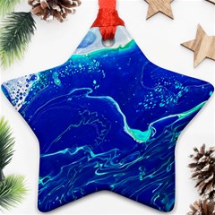 Paint Acrylic Paint Art Painting Blue Star Ornament (two Sides) by Pakrebo