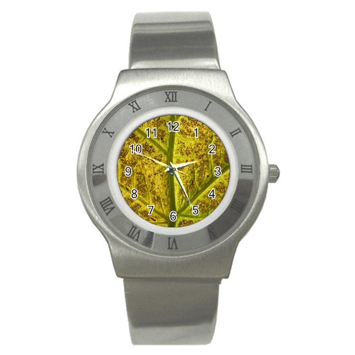 Leaf Structure Texture Background Stainless Steel Watch