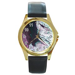 Color Acrylic Paint Art Painting Round Gold Metal Watch by Pakrebo