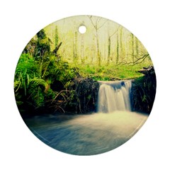 Waterfall River Nature Forest Ornament (round) by Pakrebo