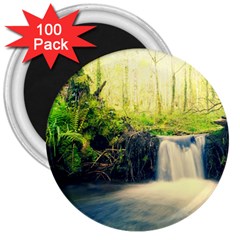 Waterfall River Nature Forest 3  Magnets (100 Pack) by Pakrebo